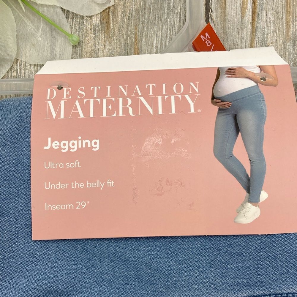Women's Maternity Blue Denim Stretch Jeggings Pants  Jeans Size M - Picture 2 of 8